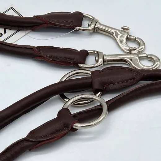 Lederleine Schogun Leine rund gen�ht mittel Schwarz Rotbraun Dunkelbraun Schogun verstellbar