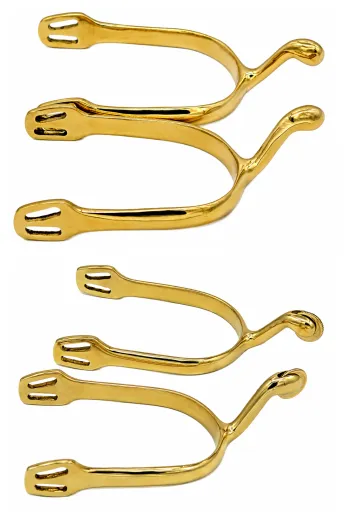 Sporen Gold - Farben R�dchen oder Dorn Form R�dchensporen Schwanenhals ergonomisch Goldfarben Messing
