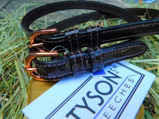 Sporenriemchen Sporen Riemen Schwarz Braun Lack Rosegold Farben