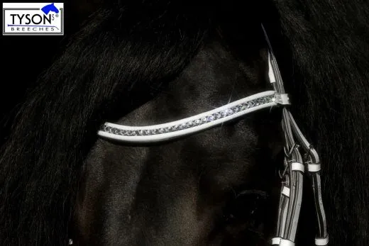 SNOW Trense Wei� Glitzer Stirnriemen + Z�gel Ergonomisch VB, WB, X Full Showtrense