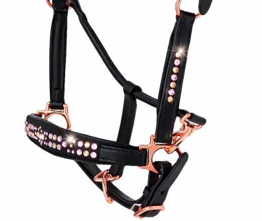 Lederhalfter German Ros� Schwarz Halfter Leder Rosegold VB WB X Full Glitzer Halfter Leder Rosegold