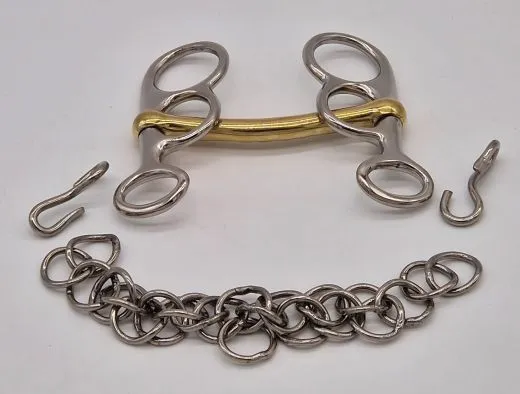 Pelham, Stange Rostfrei 7,0 7,5 8,0 8,5 9,0 9,5 10,0 11,0 12,0 12,5 + Kinnkette Stangengebiss Kutsche Kutschgebiss