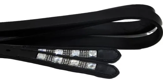 Steigb�gelriemen BIG LIZ Schwarz Braun mit / ohne Glitzer Riemen Kinder Leder 100 110 120 cm L�nge 2,5 cm Breit