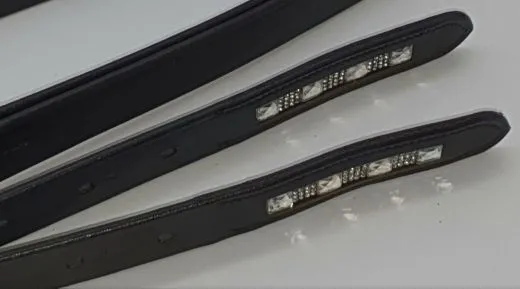 Steigb�gelriemen BIG LIZ Schwarz Braun mit / ohne Glitzer Riemen Kinder Leder 100 110 120 cm L�nge 2,5 cm Breit