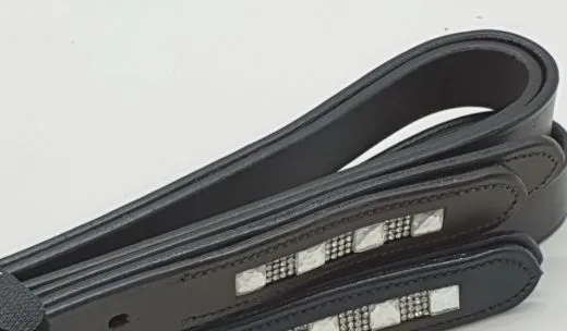 Steigb�gelriemen BIG LIZ Schwarz Braun mit / ohne Glitzer Riemen Kinder Leder 100 110 120 cm L�nge 2,5 cm Breit