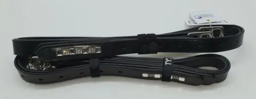 Steigb�gelriemen BIG LIZ Schwarz Braun mit / ohne Glitzer Riemen Kinder Leder 100 110 120 cm L�nge 2,5 cm Breit