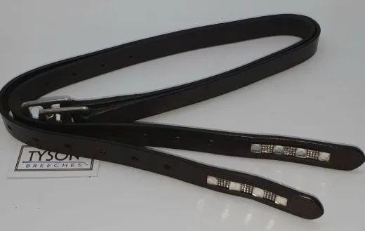 Steigb�gelriemen BIG LIZ Schwarz Braun mit / ohne Glitzer Riemen Kinder Leder 100 110 120 cm L�nge 2,5 cm Breit