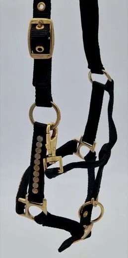 Halfter Lennox Nieten Nylon MMS MS S Schwarz Nietenhalfter Silber oder Goldfarben