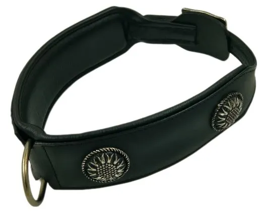 Lederhalsband Antique Blume Chonchos Zier Schnalle Breit M L XL Halsband Leder