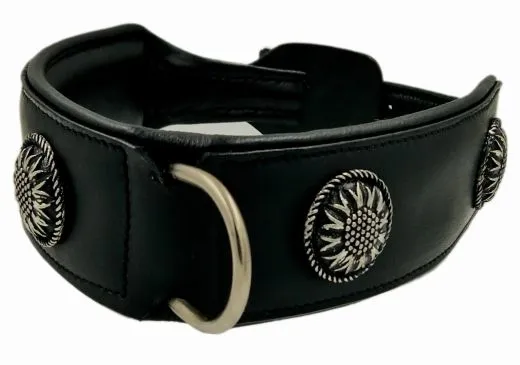 Lederhalsband Antique Blume Chonchos Zier Schnalle Breit M L XL Halsband Leder