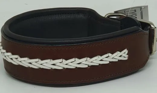 Leder Halsband Stitch geflochten Schwarz Wei� Braun M L XL BREIT Lederhalsband