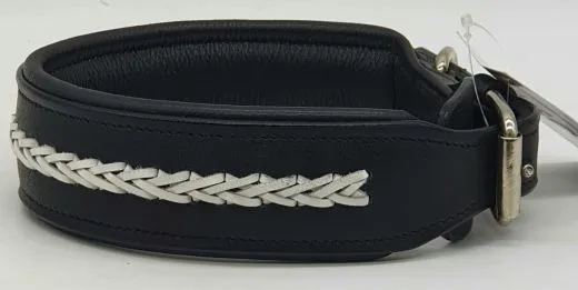 Leder Halsband Stitch geflochten Schwarz Wei� Braun M L XL BREIT Lederhalsband