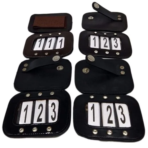 Kopfnummern Turnier Strass Glitzer Glatt + Lack Leder Braun Schwarz Klett 1 Paar = 2 St�ck