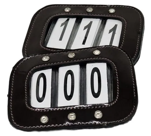 Kopfnummern Turnier Strass Glitzer Glatt + Lack Leder Braun Schwarz Klett 1 Paar = 2 St�ck