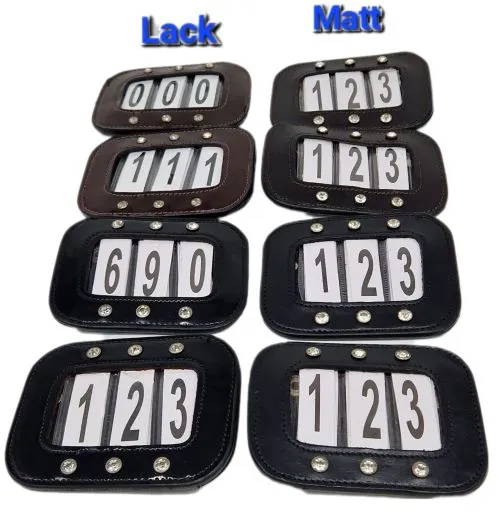 Kopfnummern Turnier Strass Glitzer Glatt + Lack Leder Braun Schwarz Klett 1 Paar = 2 St�ck