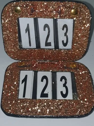 Turnier SET Kopfnummer Kopfnummern Clip Ros�gold Rosegold Glitter Glitzer Gebiss im Set m�glich Rose