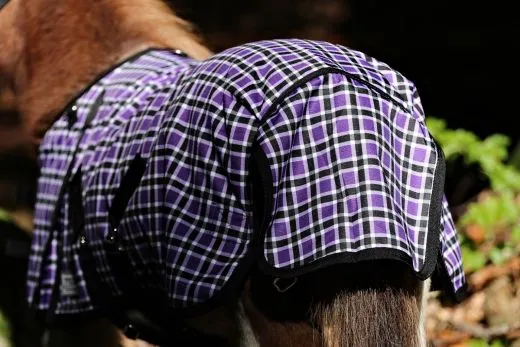 1200 Denier Outdoordecke Regendecke Fleece Futter Lila Karo NUR 65 cm REST RAUS