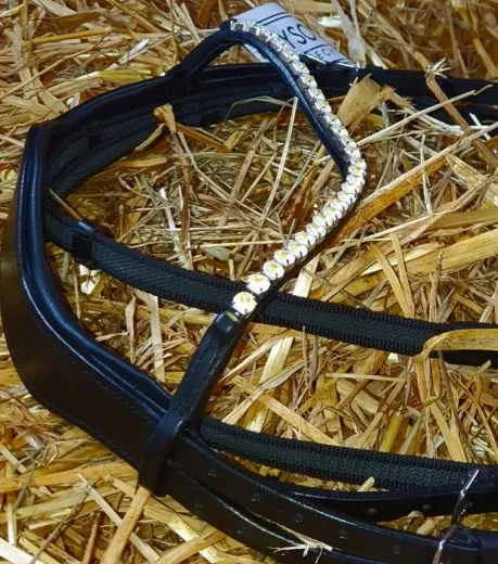 Trense SILVER Perlmutt Stirnband Silber Farben Nasenriemen metallisch + Z�gel VB WB X Full