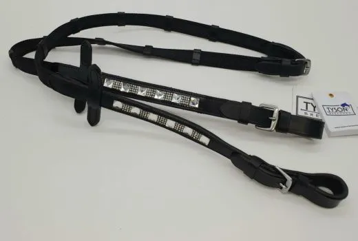 Kinderz�gel Liz Glitzer Strass Schwarz Kinder Z�gel kurz 1,50 1,60 Meter Gummiz�gel gummiert