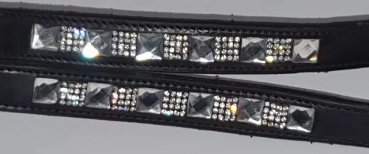 Kinderz�gel Liz Glitzer Strass Schwarz Kinder Z�gel kurz 1,50 1,60 Meter Gummiz�gel gummiert