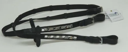 Kinderz�gel Liz Glitzer Strass Schwarz Kinder Z�gel kurz 1,50 1,60 Meter Gummiz�gel gummiert