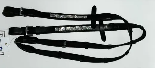 Kinderz�gel Liz Glitzer Strass Schwarz Kinder Z�gel kurz 1,50 1,60 Meter Gummiz�gel gummiert