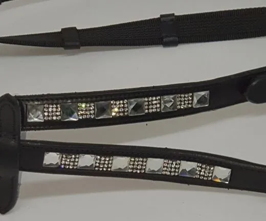 Kinderz�gel Liz Glitzer Strass Schwarz Kinder Z�gel kurz 1,50 1,60 Meter Gummiz�gel gummiert