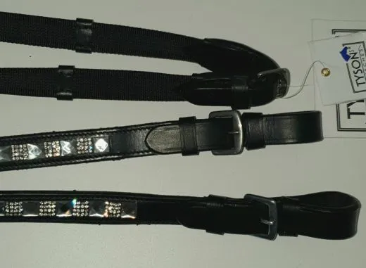 Kinderz�gel Liz Glitzer Strass Schwarz Kinder Z�gel kurz 1,50 1,60 Meter Gummiz�gel gummiert