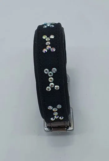 Halsband Sabrowski Glitzer Knochen Braun Schwarz kleiner Hund 27 -32 cm 2,5 cm Glitzer Hundehalsband