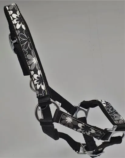 Bl�men Halfter Schwarz Nylon Minishetty Shetty Retro Minishetty Shetty Nylonhalfter Fohlen Schwarz Wei� Bl�mchen