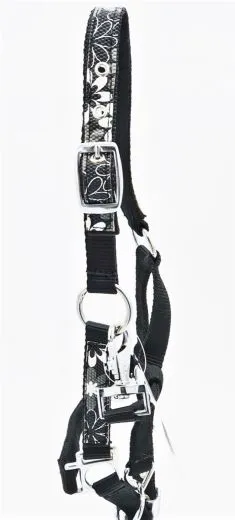 Bl�men Halfter Schwarz Nylon Minishetty Shetty Retro Minishetty Shetty Nylonhalfter Fohlen Schwarz Wei� Bl�mchen