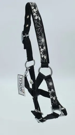 Bl�men Halfter Schwarz Nylon Minishetty Shetty Retro Minishetty Shetty Nylonhalfter Fohlen Schwarz Wei� Bl�mchen