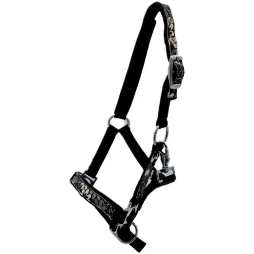 Bl�men Halfter Schwarz Nylon Minishetty Shetty Retro Minishetty Shetty Nylonhalfter Fohlen Schwarz Wei� Bl�mchen