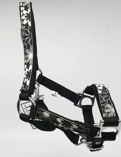 Bl�men Halfter Schwarz Nylon Minishetty Shetty Retro Minishetty Shetty Nylonhalfter Fohlen Schwarz Wei� Bl�mchen