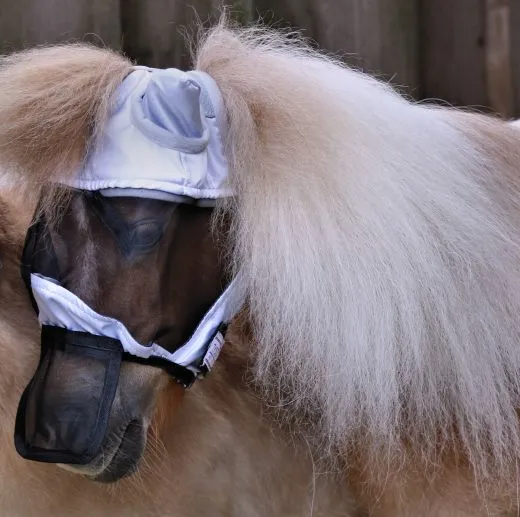 Fliegenhaube + + Lissy MIT Ohr MIT Nasenschutz Gr. Minishetty Shetty Grau Schwarz Fliegen Haube Fliegenmaske