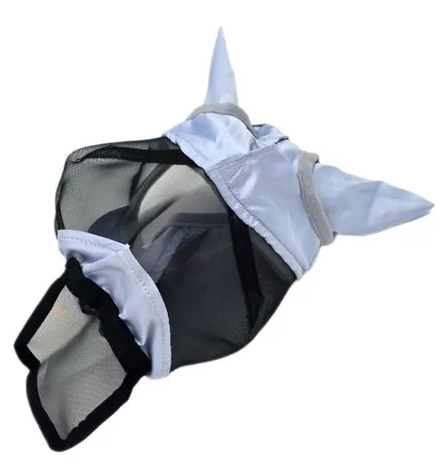 Fliegenhaube + + Lissy MIT Ohr MIT Nasenschutz Gr. Minishetty Shetty Grau Schwarz Fliegen Haube Fliegenmaske