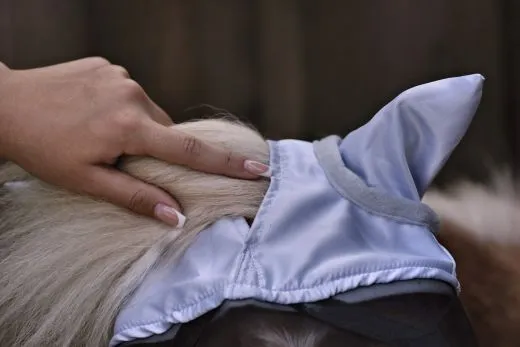 Fliegenhaube + + Lissy MIT Ohr MIT Nasenschutz Gr. Minishetty Shetty Grau Schwarz Fliegen Haube Fliegenmaske