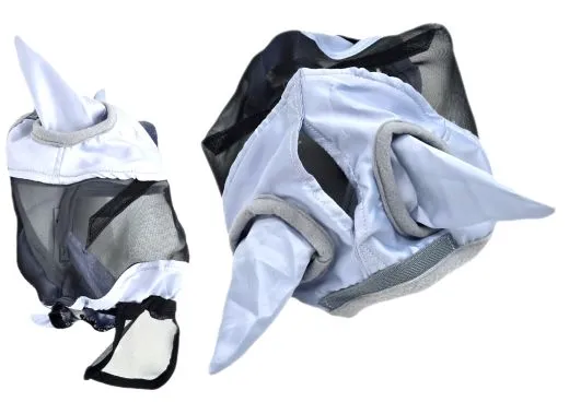 Fliegenhaube + + Lissy MIT Ohr MIT Nasenschutz Gr. Minishetty Shetty Grau Schwarz Fliegen Haube Fliegenmaske