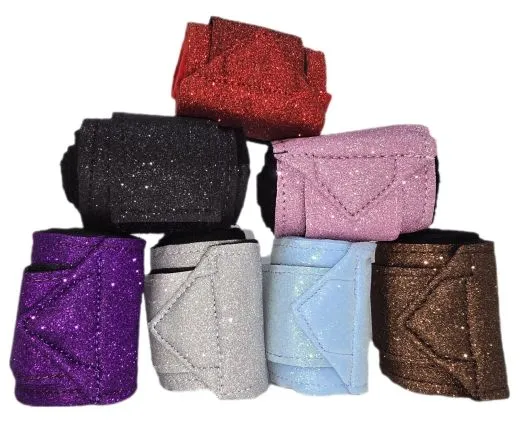 Set 4 St�ck Bandagen SUN Glitzer Schwarz / Schwarz Schwarz Silber Rosa Hellblau Lila Rot Braun Minishetty 1 Meter