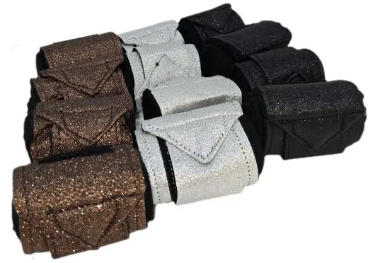 Set 4 St�ck Bandagen SUN Glitzer Schwarz / Schwarz Schwarz Silber Rosa Hellblau Lila Rot Braun Minishetty 1 Meter