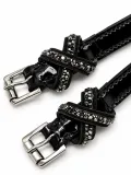 Sporen Riemchen Riemen Sporenriemchen 1 Paar Twist Glitzer Schwarz Lack Nubuk Kunstleder 51 cm