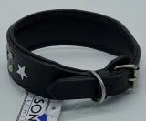 Lederhalsband Daysi Schwarz Sterne Leder - unterlegt Halsband LEDER Breit sehr stabil M L XL Hohe Zugkraft