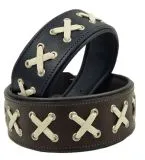 Lederhalsband LACE Zierkordel Kreuz Stick unterlegt Halsband LEDER Breit sehr stabil M L XL