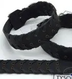 Lederhalsband Leder Schwarz Breit Hohe Zugkraft FADE Zierkordel am Rand Halsband LEDER Breit sehr stabil M L XL