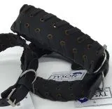 Lederhalsband Leder Schwarz Breit Hohe Zugkraft FADE Zierkordel am Rand Halsband LEDER Breit sehr stabil M L XL