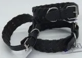Lederhalsband Leder Schwarz Breit Hohe Zugkraft FADE Zierkordel am Rand Halsband LEDER Breit sehr stabil M L XL