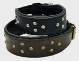 Lederhalsband RUFUS unterlegt Halsband LEDER Nieten Schwarz Braun Breit sehr stabil M L XL