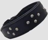 Lederhalsband RUFUS unterlegt Halsband LEDER Nieten Schwarz Braun Breit sehr stabil M L XL