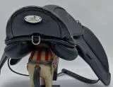 Sattel Ledersattel  KROK  Schwarz 14 15 Zoll Kopfeisen verstellbar Mono Sattel Shetty Welsh Kroko / Lack Design