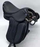 Sattel Ledersattel  KROK  Schwarz 14 15 Zoll Kopfeisen verstellbar Mono Sattel Shetty Welsh Kroko / Lack Design